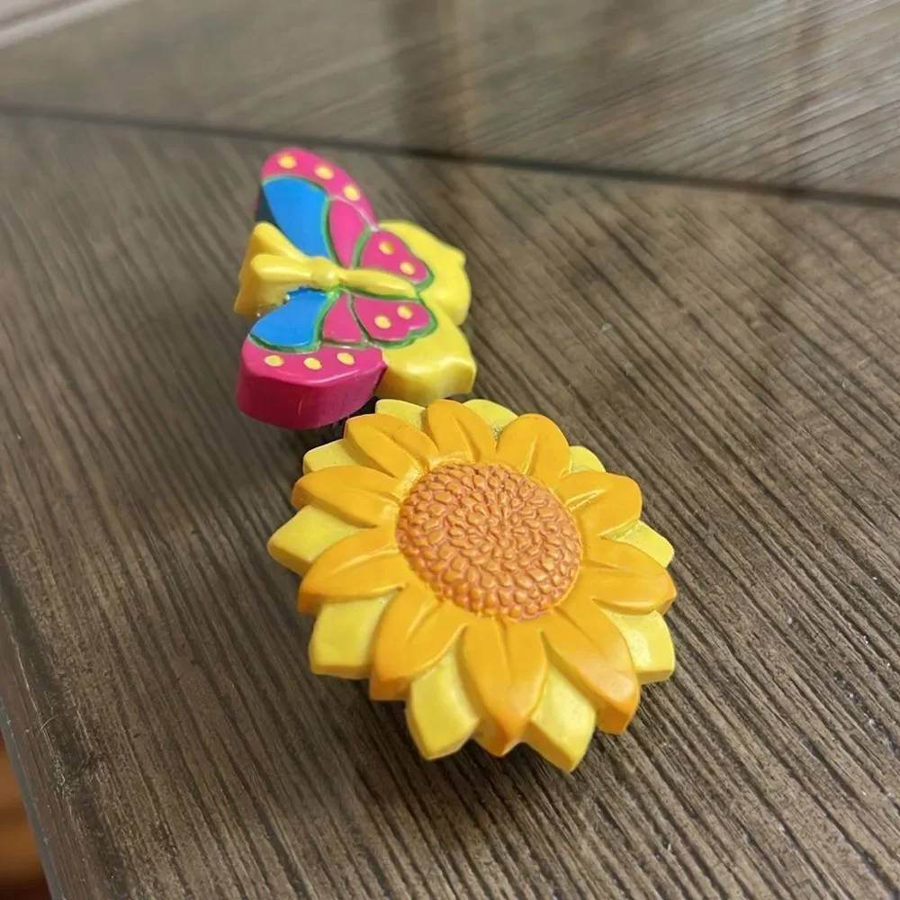 Vintage Butterfly & Sunflower Resin Pins